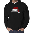 Black XXXXL Christmas Peeking Cat - Men's Word Art Hooded Sweatshirt