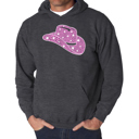 Gray XXL Cowgirl Hat - Men's Word Art Hooded Sweatshirt