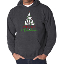 Gray XL Meowy Christmas Tree - Men's Word Art Hooded Sweatshirt