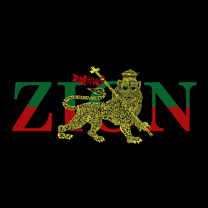 Zion - One Love - Men's Word Art Hooded Sweatshirt