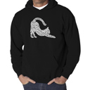 Black Small Stretching Cat - Men's Word Art Hooded Sweatshirt