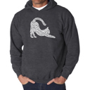 Gray Large Stretching Cat - Men's Word Art Hooded Sweatshirt