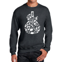 Gray Small Music Notes Guitar - Men's Word Art Crewneck Sweatshirt