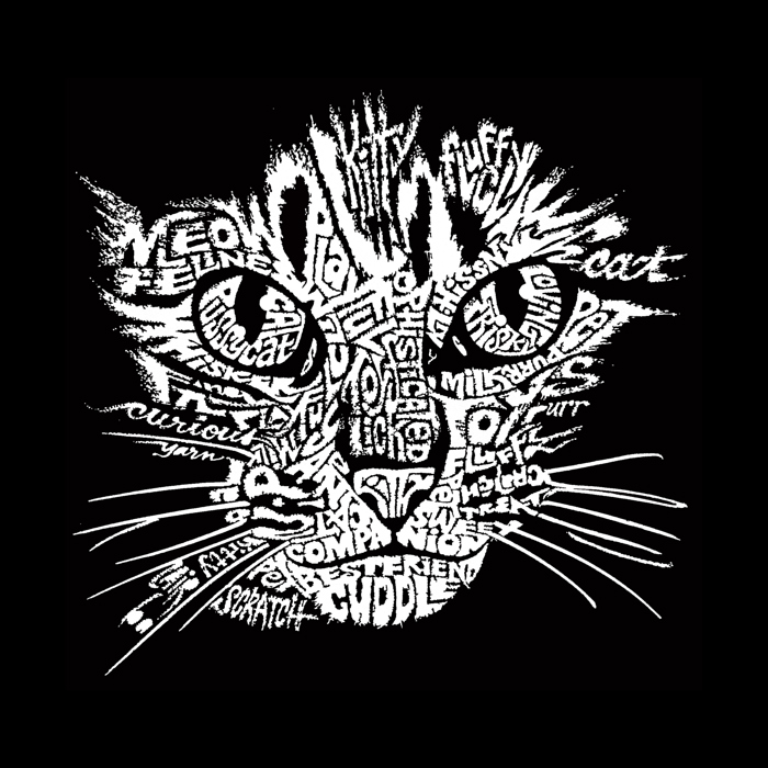 Cat Face - Mens Word Art Crewneck Sweatshirt