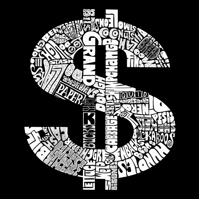 Dollar Sign - Men's Word Art Crewneck Sweatshirt