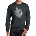 Gray Medium Hanukkah Dreidel - Men's Word Art Crewneck Sweatshirt