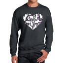 Gray Large Cat Heart - Men's Word Art Crewneck Sweatshirt