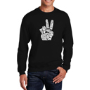 Black Medium Peace Fingers - Men's Word Art Crewneck Sweatshirt