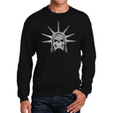 Black XL Freedom Skull - Mens Word Art Crewneck Sweatshirt
