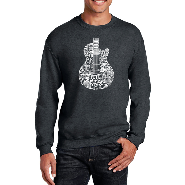 Rock Guitar Head - Mens Word Art Crewneck Sweatshirt