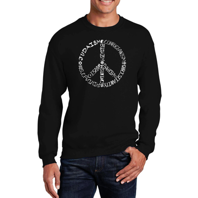 Different Faiths Peace Sign - Mens Word Art Crewneck Sweatshirt