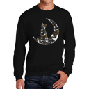 Black Small Cat Sitting On Moon - Men's Word Art Crewneck Sweatshirt