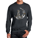 Gray Large Cat Sitting On Moon - Men's Word Art Crewneck Sweatshirt