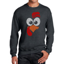 Gray Small Turkey Face - Men's Word Art Crewneck Sweatshirt
