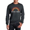 Gray Small Good Vibes - Mens Word Art Crewneck Sweatshirt