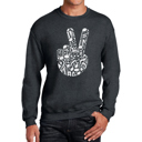 Gray XXXL Peace Finger Notes - Men's Word Art Crewneck Sweatshirt