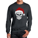 Gray Large Santa Skull - Men's Word Art Crewneck Sweatshirt