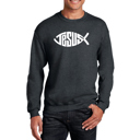  Christian Jesus Name Fish Symbol - Mens Word Art Crewneck Sweatshirt