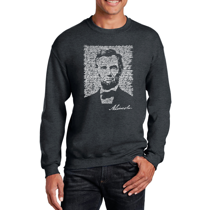 Abraham Lincoln - Gettysburg Address - Mens Word Art Crewneck Sweatshirt