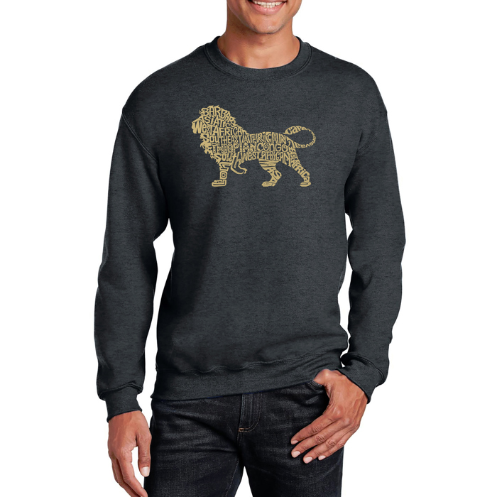 Lion - Mens Word Art Crewneck Sweatshirt