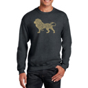 Gray Large Lion - Mens Word Art Crewneck Sweatshirt