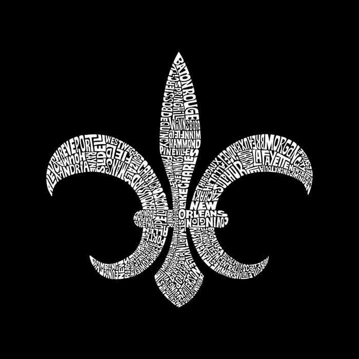 Fleur De Lis - Popular Louisiana Cities - Mens Word Art Crewneck Sweatshirt