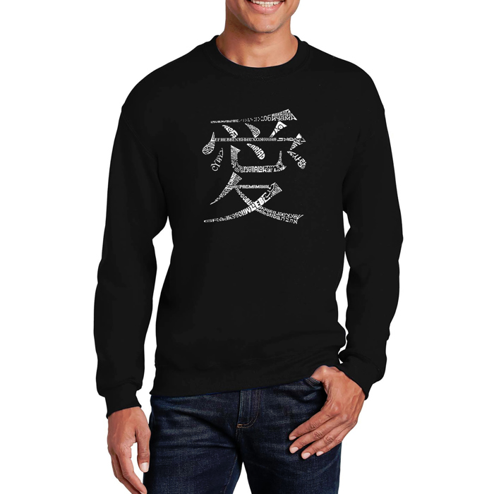 The Word Love In 44 Languages - Mens Word Art Crewneck Sweatshirt