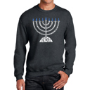 Gray Large Menorah - Men's Word Art Crewneck Sweatshirt