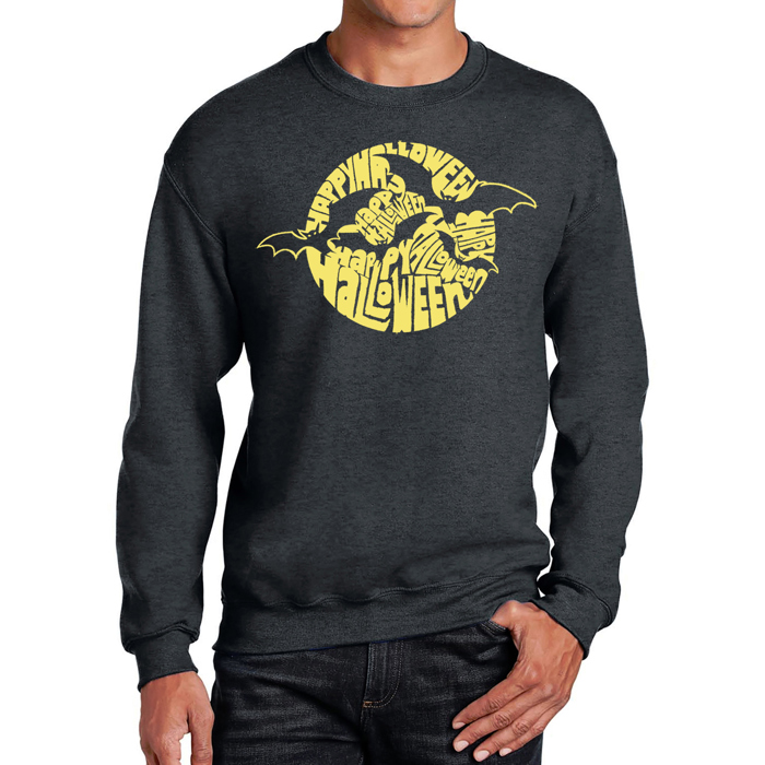 Men's Word Art Crewneck Sweatshirt - Halloween Bats
