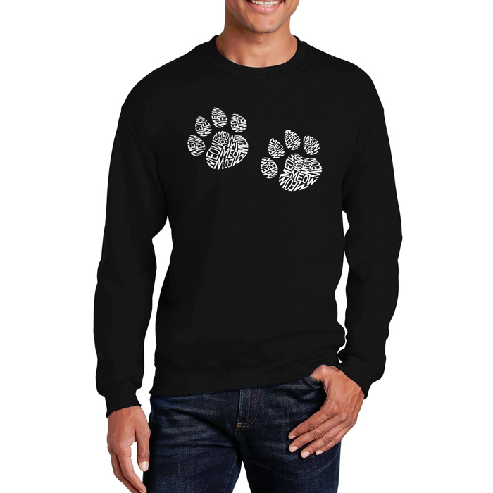 Meow Cat Prints - Mens Word Art Crewneck Sweatshirt