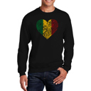 Black XXXL One Love Heart - Mens Word Art Crewneck Sweatshirt