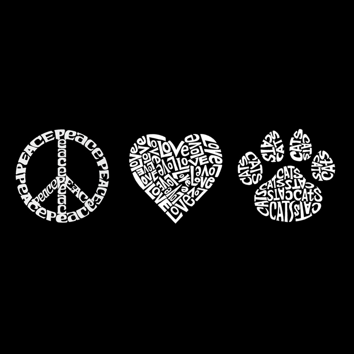 Peace Love Cats - Mens Word Art Crewneck Sweatshirt