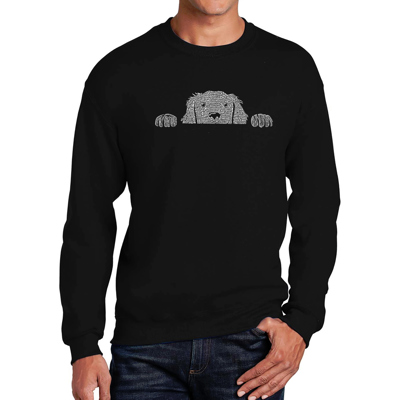 Peeking Dog - Mens Word Art Crewneck Sweatshirt