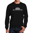 Black XXL Peeking Dog - Mens Word Art Crewneck Sweatshirt
