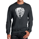 Gray Small Guitar Pick - Mens Word Art Crewneck Sweatshirt
