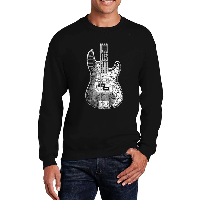 Bass Guitar - Mens Word Art Crewneck Sweatshirt