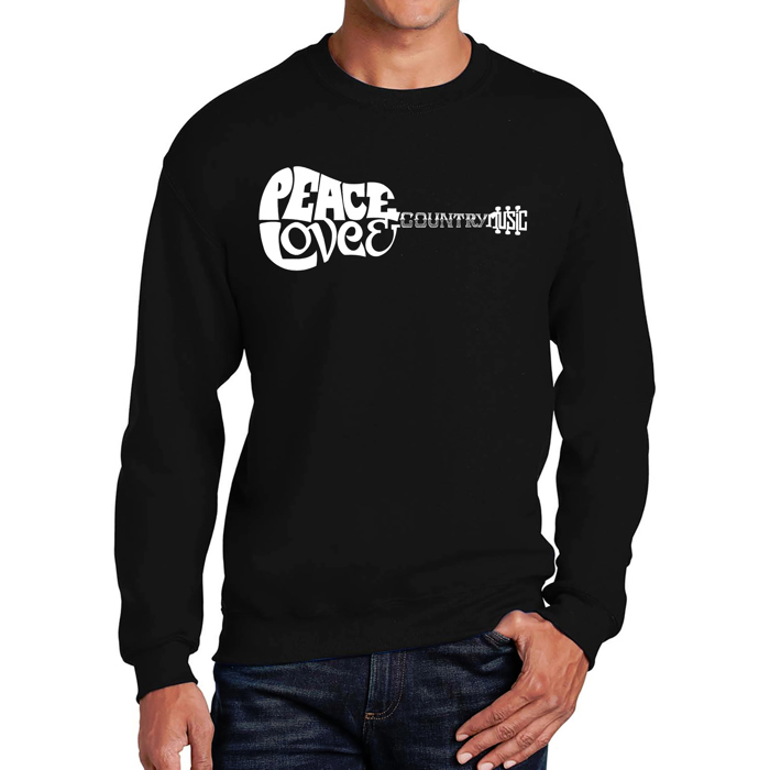 Peace Love Country - Mens Word Art Crewneck Sweatshirt