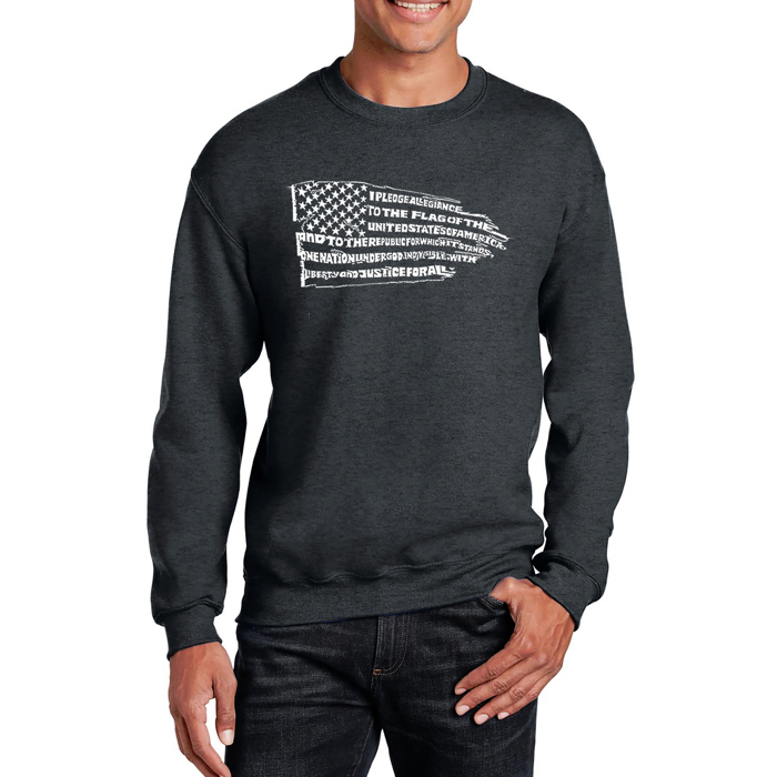 Pledge Of Allegiance Flag - Mens Word Art Crewneck Sweatshirt