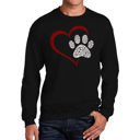 Black XXXXL Paw Heart - Men's Word Art Crewneck Sweatshirt