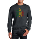 Gray Small Rasta Lion - One Love - Mens Word Art Crewneck Sweatshirt