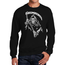 Black XL Men's Word Art Crewneck Sweatshirt - Grim Reaper