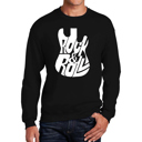 Black XXXL Rock And Roll Guitar - Men's Word Art Crewneck Sweatshirt