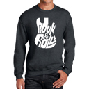 Gray XXL Rock And Roll Guitar - Men's Word Art Crewneck Sweatshirt