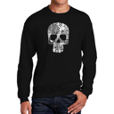 Black Medium Rock n Roll Skull - Men's Word Art Crewneck Sweatshirt