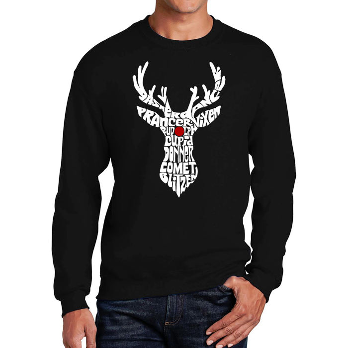 Men's Word Art Crewneck Sweatshirt - Santa's Reindeer