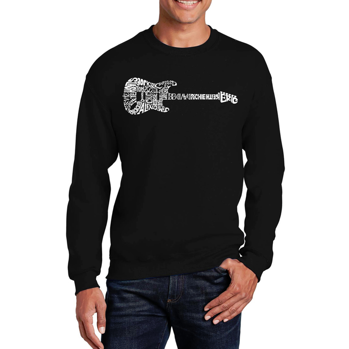Rock Guitar - Mens Word Art Crewneck Sweatshirt