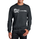 Gray Large Rock Guitar - Mens Word Art Crewneck Sweatshirt
