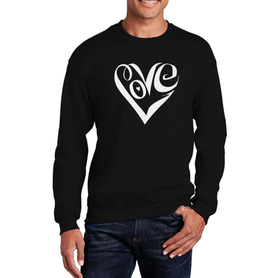 Script Love Heart - Mens Word Art Crewneck Sweatshirt