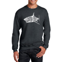 Gray Large Species Of Shark - Mens Word Art Crewneck Sweatshirt