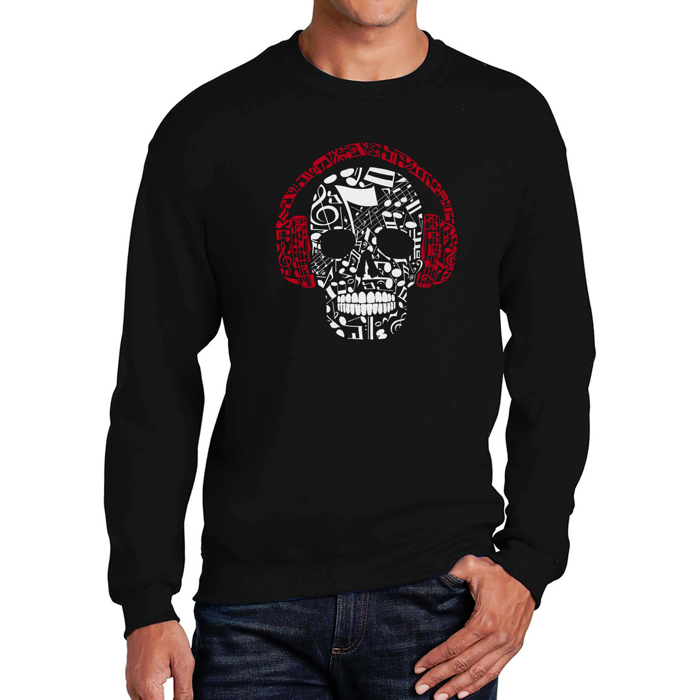 Music Notes Skull - Men's Word Art Crewneck Sweatshirt